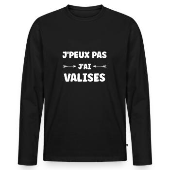 j'peux pas j'ai Valises - T-shirt manches longues Premium bio Homme - noir - Devant - Nico (187cm)
