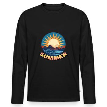 Logo du coucher de soleil d’été - T-shirt manches longues Premium bio Homme - noir - Devant - Nico (187cm)