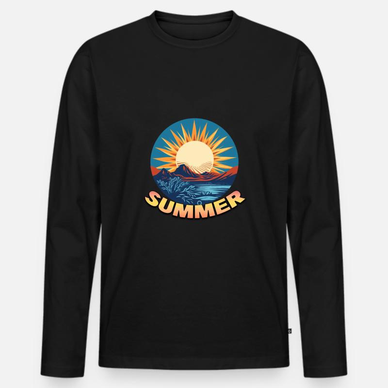 Summer Sunset Logo - Männer Premium Bio Langarmshirt - Schwarz