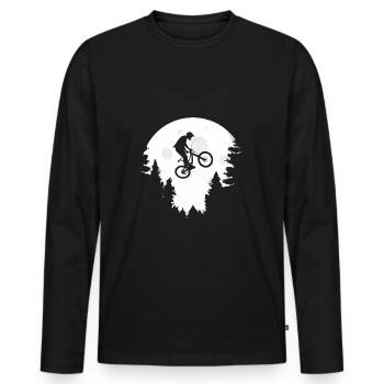 Vélo de montagne drôle rétro vintage moon bike - T-shirt manches longues Premium bio Homme - noir - Devant - Nico (187cm)