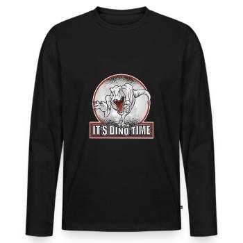 Dinosaurier T-Rex Its dino time - Männer Premium Bio Langarmshirt - Schwarz - Vorne - Nico (187cm)