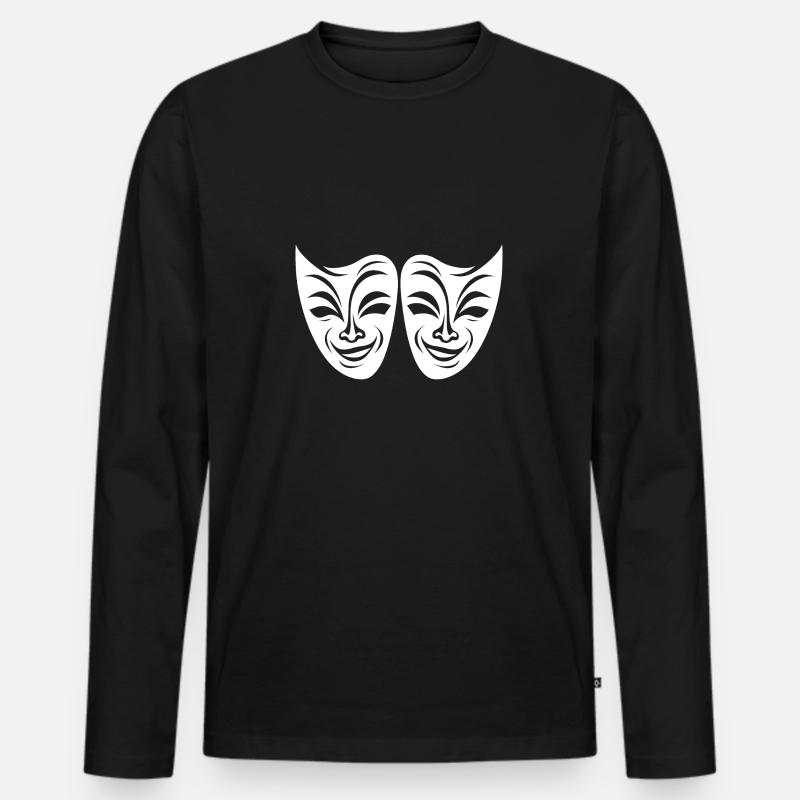 Theater-Masken - Männer Premium Bio Langarmshirt - Schwarz