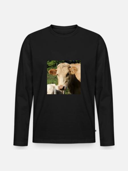 Kuh Poster - Männer Premium Bio Langarmshirt - Schwarz