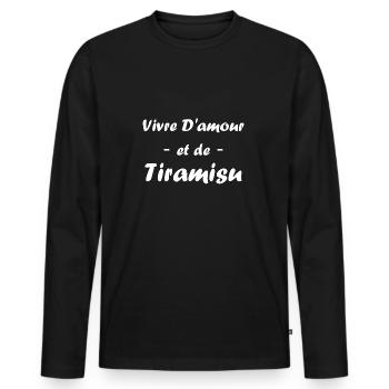 Humour tiramisu - T-shirt manches longues Premium bio Homme - noir - Devant - Nico (187cm)