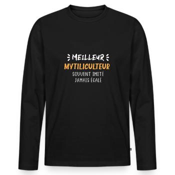 Souvent imité jamais égalé meilleur mytiliculteur - T-shirt manches longues Premium bio Homme - noir - Devant - Nico (187cm)
