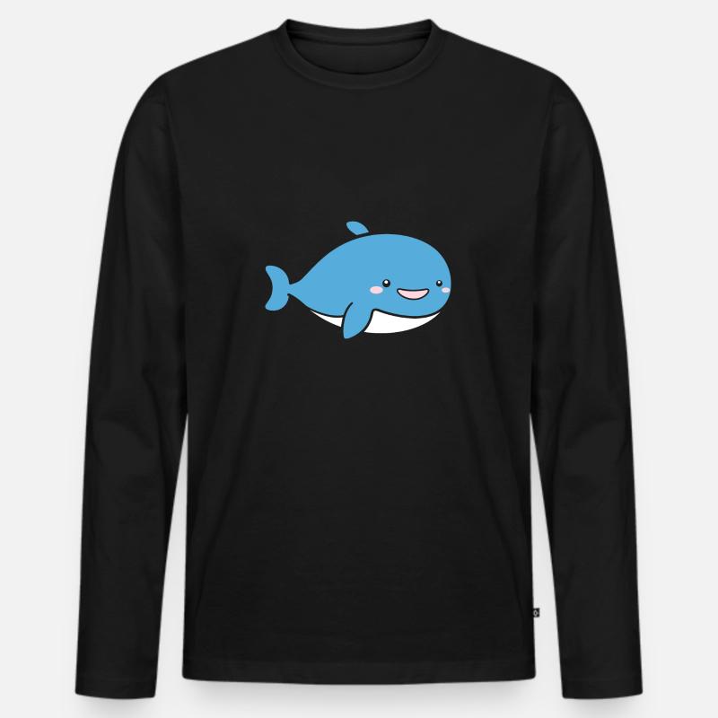 Wal - Männer Premium Bio Langarmshirt - Schwarz