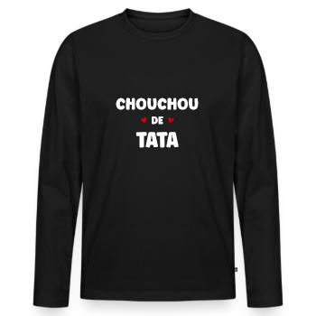 chouchou de tata - T-shirt manches longues Premium bio Homme - noir - Devant - Nico (187cm)