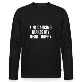 Line Dancing Makes My Heart Happy - Men's Premium Organic Long Sleeve Shirt - black - Front - Nico (187cm)