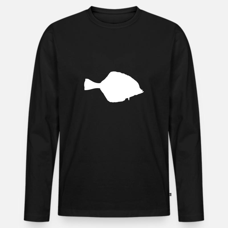 Flunder - Fisch - Fish - Männer Premium Bio Langarmshirt - Schwarz
