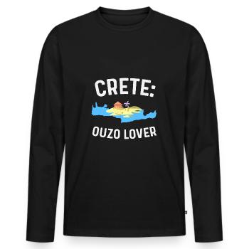 Crete Ouzo Lover - Men's Premium Organic Long Sleeve Shirt - black - Front - Nico (187cm)