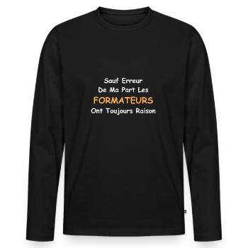 formateur - T-shirt manches longues Premium bio Homme - noir - Devant - Nico (187cm)