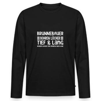 Construction de puits Trous de forage Constructeurs de puits profonds et longs - T-shirt manches longues Premium bio Homme - noir - Devant - Nico (187cm)