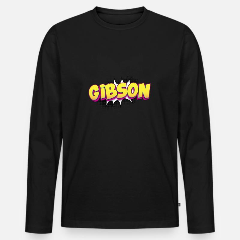 Gibsom benutzerdefinierter Name Comic-Stil Pop-Art, - Männer Premium Bio Langarmshirt - Schwarz