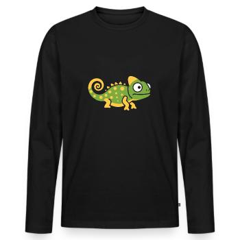 Chamäleon - Männer Premium Bio Langarmshirt - Schwarz - Vorne - Nico (187cm)