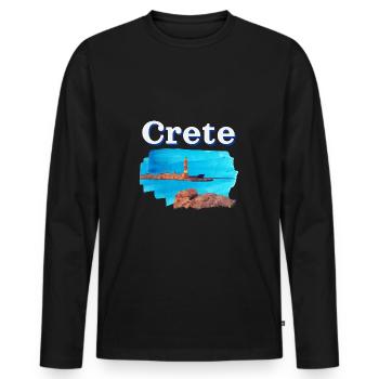 Kreta Leuchturm Griechenland Geschenk - Männer Premium Bio Langarmshirt - Schwarz - Vorne - Nico (187cm)
