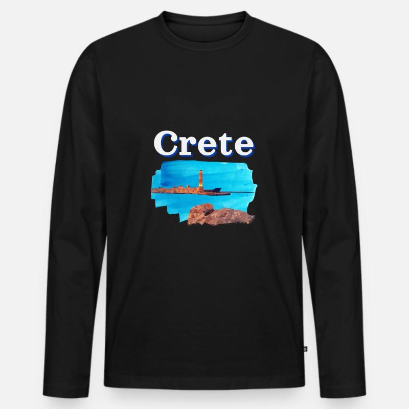 Kreta Leuchturm Griechenland Geschenk - Männer Premium Bio Langarmshirt - Schwarz