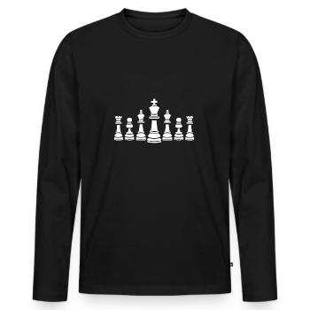 Jeux échecs - T-shirt manches longues Premium bio Homme - noir - Devant - Nico (187cm)
