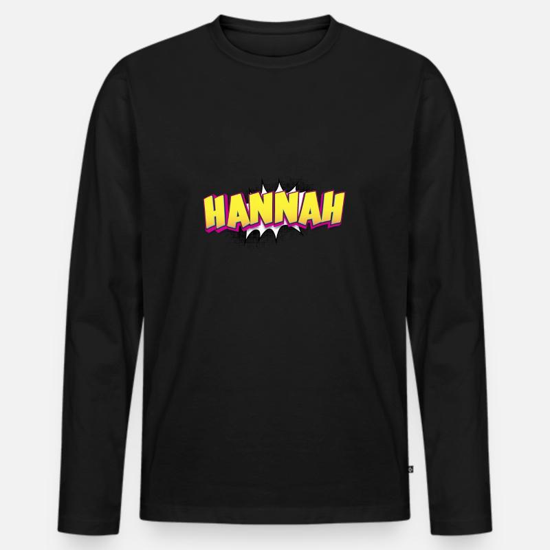 Hannah benutzerdefinierter Name Comic-Stil Pop-Art, - Männer Premium Bio Langarmshirt - Schwarz