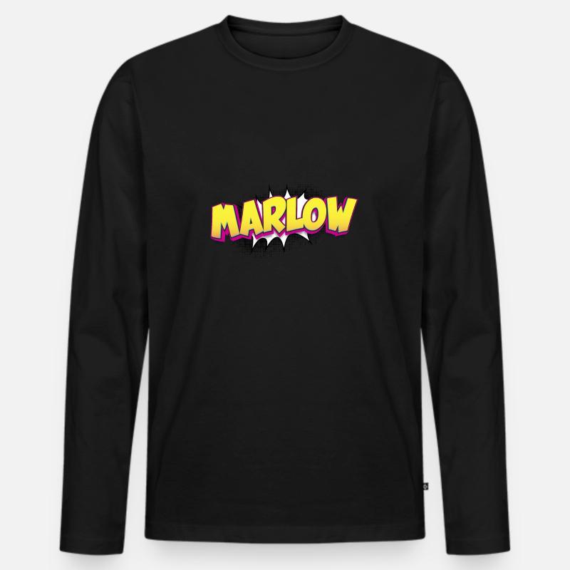 Marlow benutzerdefinierter Name Comic-Stil Pop-Art, - Männer Premium Bio Langarmshirt - Schwarz