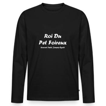 Roi du pet foireux - T-shirt manches longues Premium bio Homme - noir - Devant - Nico (187cm)