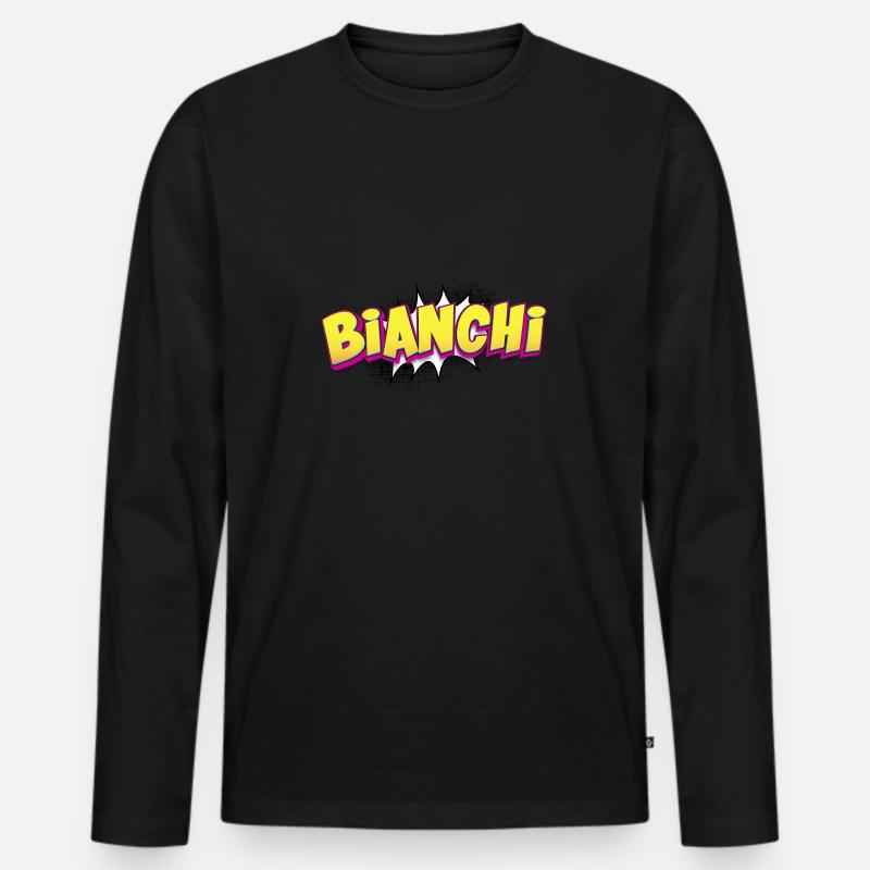 Bianchi benutzerdefinierter Name Comic-Stil Pop-Art, - Männer Premium Bio Langarmshirt - Schwarz