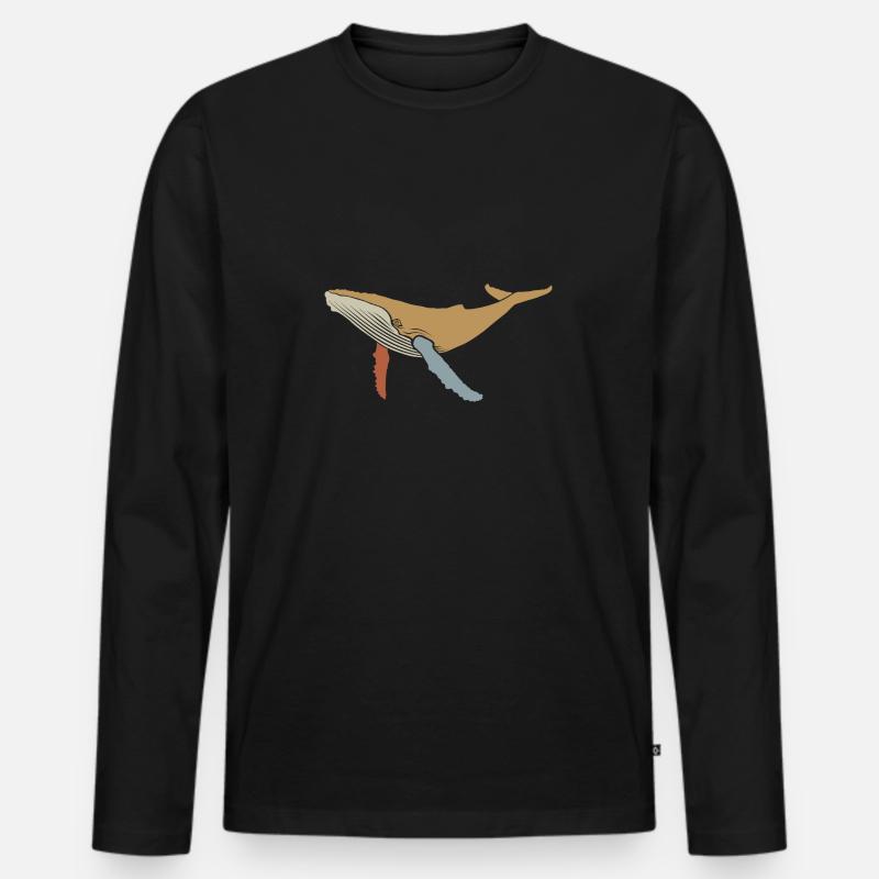 Wal - Buckelwal - Retro - Geschenk - Männer Premium Bio Langarmshirt - Schwarz