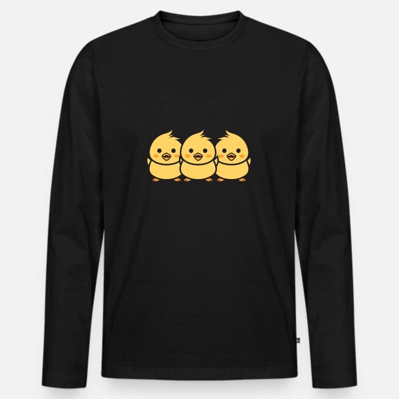 Küken - Männer Premium Bio Langarmshirt - Schwarz