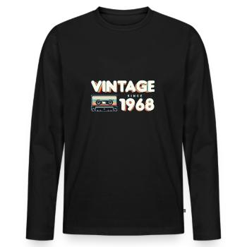 Classique & Vintage 1968 Musique Nostalgique Drôle - T-shirt manches longues Premium bio Homme - noir - Devant - Nico (187cm)