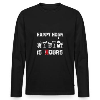 Happy Hour is ours - Männer Premium Bio Langarmshirt - Schwarz - Vorne - Nico (187cm)
