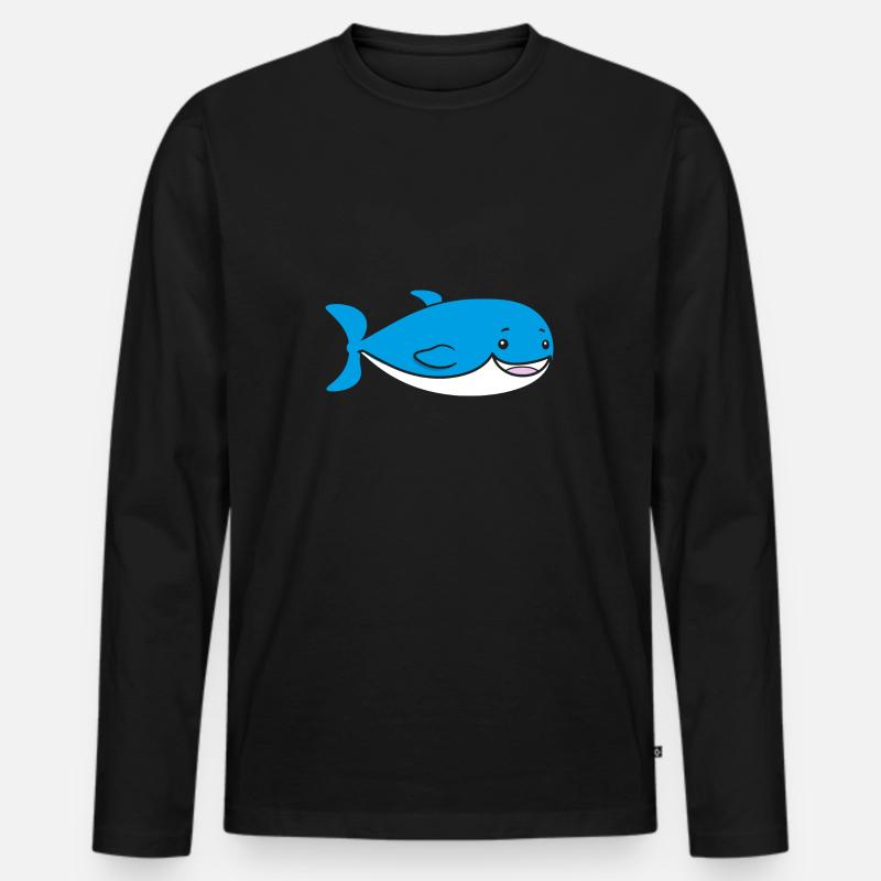 Wal - Männer Premium Bio Langarmshirt - Schwarz