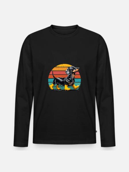Dog Dachshund Dachshund Lover Rubber Boots Funny - Men's Premium Organic Long Sleeve Shirt - black