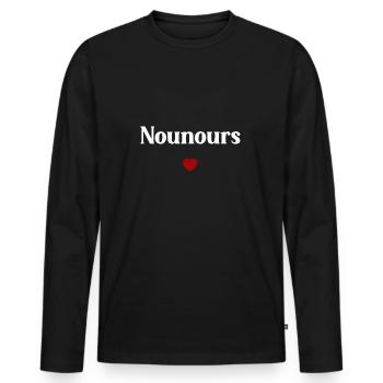 Nounours - T-shirt manches longues Premium bio Homme - noir - Devant - Nico (187cm)