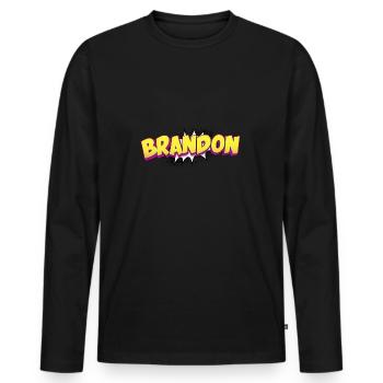Brandon benutzerdefinierter Name Comic-Stil Pop-Art, - Männer Premium Bio Langarmshirt - Schwarz - Vorne - Nico (187cm)