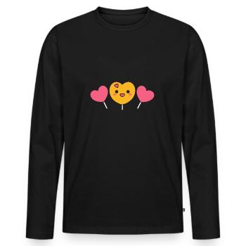 candy - Men's Premium Organic Long Sleeve Shirt - black - Front - Nico (187cm)