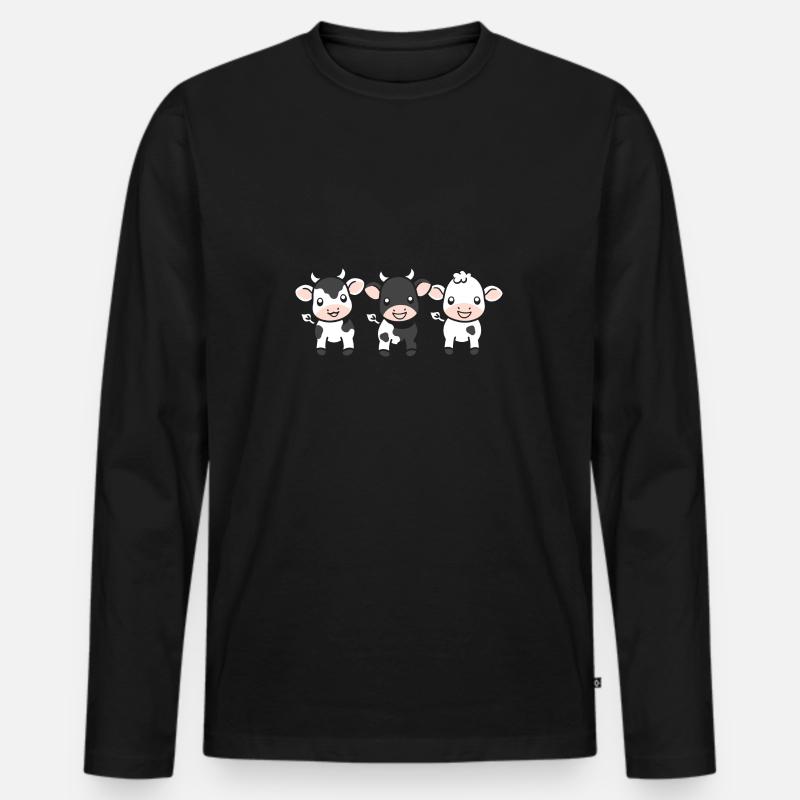 Kuh - Männer Premium Bio Langarmshirt - Schwarz