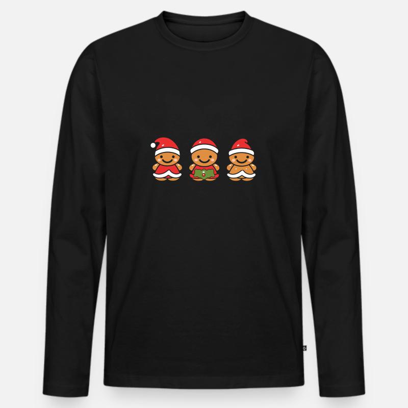 Lebkuchenmann - Männer Premium Bio Langarmshirt - Schwarz