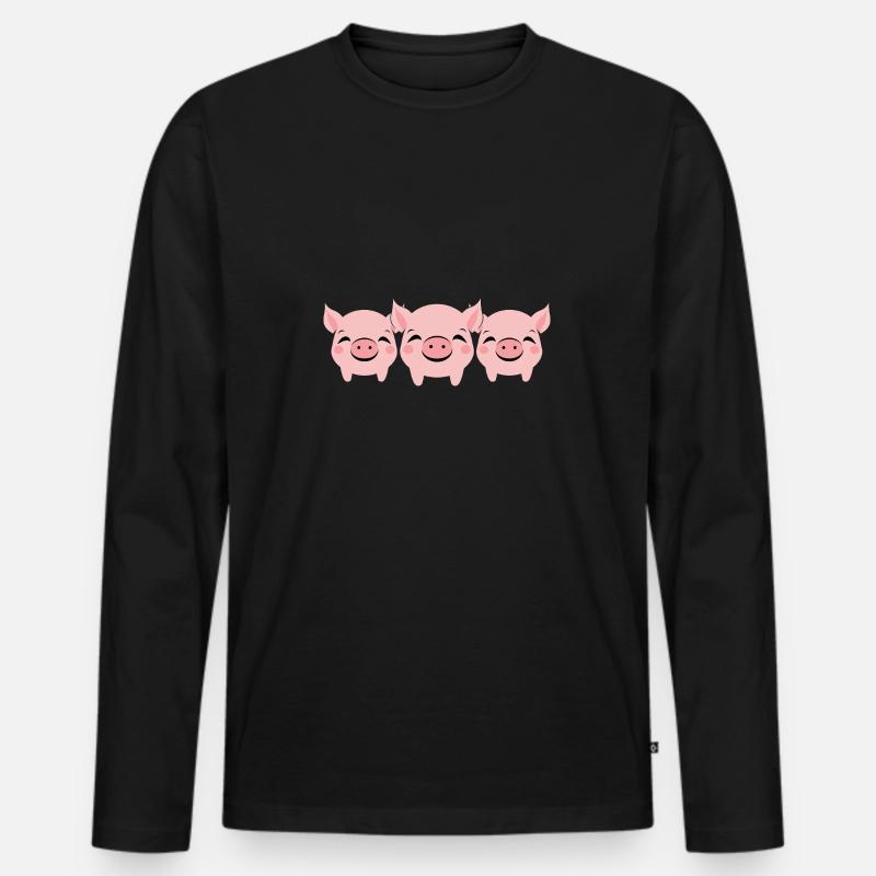 Schwein - Männer Premium Bio Langarmshirt - Schwarz
