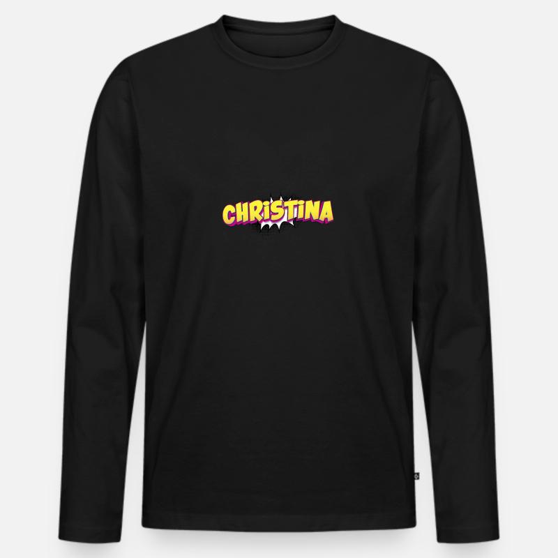 Christina benutzerdefinierter Name Comic-Stil Pop-Art, - Männer Premium Bio Langarmshirt - Schwarz