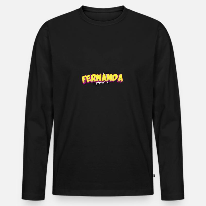 Fernanda benutzerdefinierter Name Comic-Stil Pop-Art, - Männer Premium Bio Langarmshirt - Schwarz