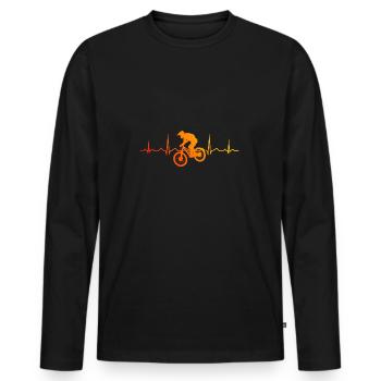 Cyclistes VTT Cyclisme Femmes Hommes Vététistes - T-shirt manches longues Premium bio Homme - noir - Devant - Nico (187cm)