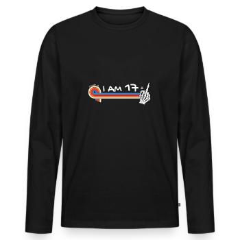I Am 17 Plus Middle Finger - 18th Birthday - Men's Premium Organic Long Sleeve Shirt - black - Front - Nico (187cm)