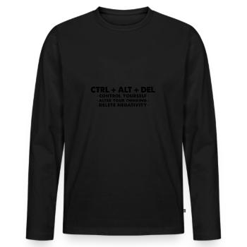 Inspirational & Motivational Geek Message - Ctrl - Men's Premium Organic Long Sleeve Shirt - black - Front - Nico (187cm)