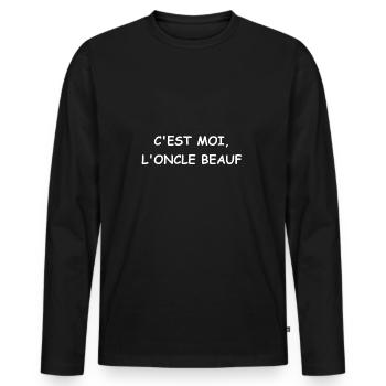 Oncle beauf - T-shirt manches longues Premium bio Homme - noir - Devant - Nico (187cm)