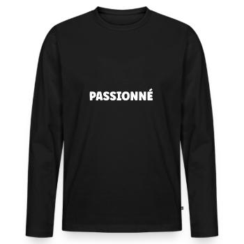 Passionné - T-shirt manches longues Premium bio Homme - noir - Devant - Nico (187cm)