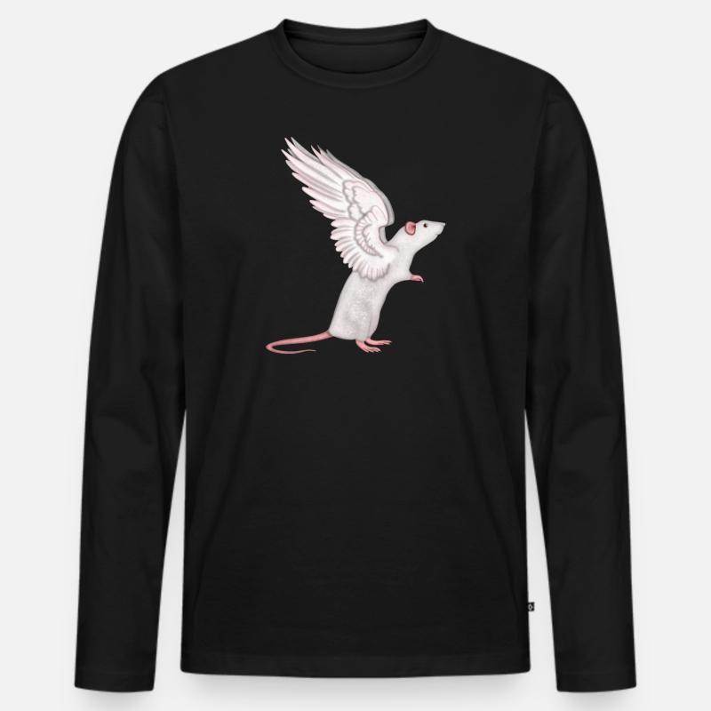 Ratte Engel - Männer Premium Bio Langarmshirt - Schwarz
