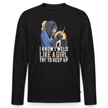 Welder Mama for welders and - Men's Premium Organic Long Sleeve Shirt - black - Front - Nico (187cm)