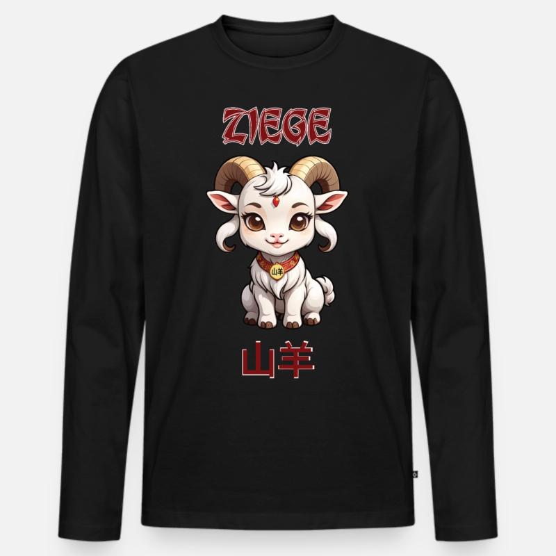 Ziege - chinesisches Sternzeichen - Astrologie - Männer Premium Bio Langarmshirt - Schwarz