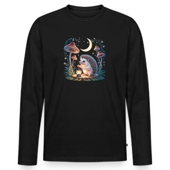 Niedlicher Igel Cottagecore - Männer Premium Bio Langarmshirt - Schwarz - Vorne - Nico (187cm)
