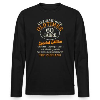 60 geburtstag 60 Jahre sechzig 60er Geschenk - Männer Premium Bio Langarmshirt - Schwarz - Vorne - Nico (187cm)