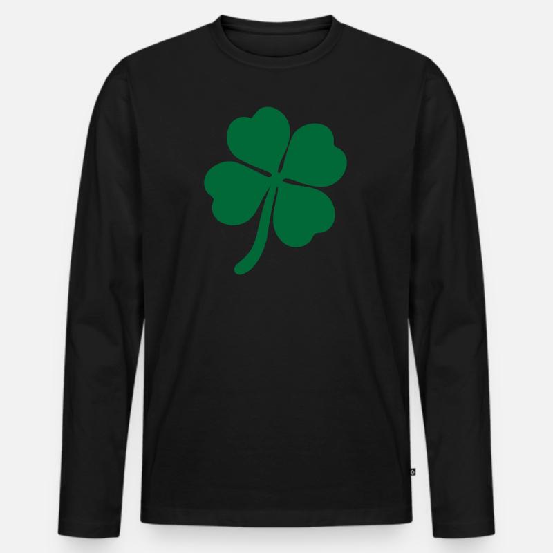vierblättriges Kleeblatt vierblättrig Glück - Männer Premium Bio Langarmshirt - Schwarz